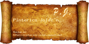 Pinterics Jolán névjegykártya